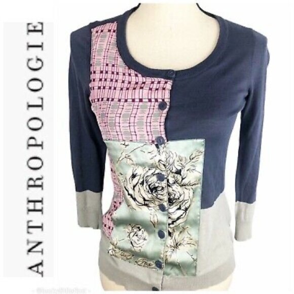 Anthropologie Guinevere patchwork cardigan sweater XS - Picture 4 of 8